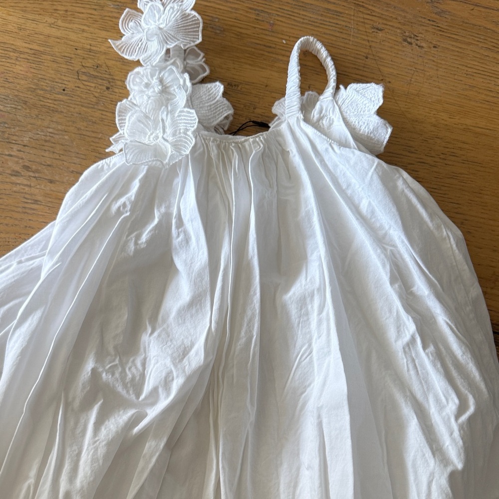 Zara White Kids Dress with Floral Details